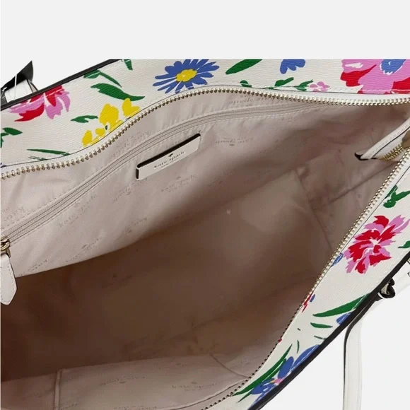 Kate Spade Perfect Large Zip Top Tote Garden Bouquet Floral Cream Multi NWOT - Picture 3 of 3